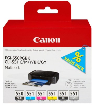 Inkoust Canon PGI-550 + CLI-551 CMYBkGY